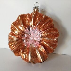 Vintage Blown Glass Ornament Pink Gold Christmas Tree Holiday Decor Festive